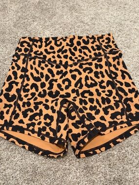 Vitality Ascend Leopard Print High-Waist Women’s Active Shorts - Orange/Black